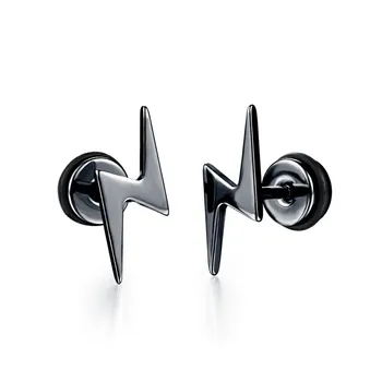 Marlary Wholesale Women Stainless Steel Jewelry Modern Lightning Bolt Stud Earrings