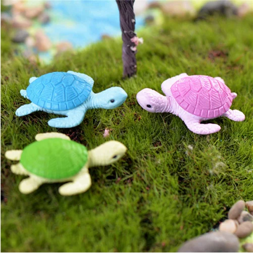 10Pcs Mini Turtles Luminous Ornament Figures Tiny Turtles Micro Fairy Garden Landscape Fish Tank Landscaping Accessories