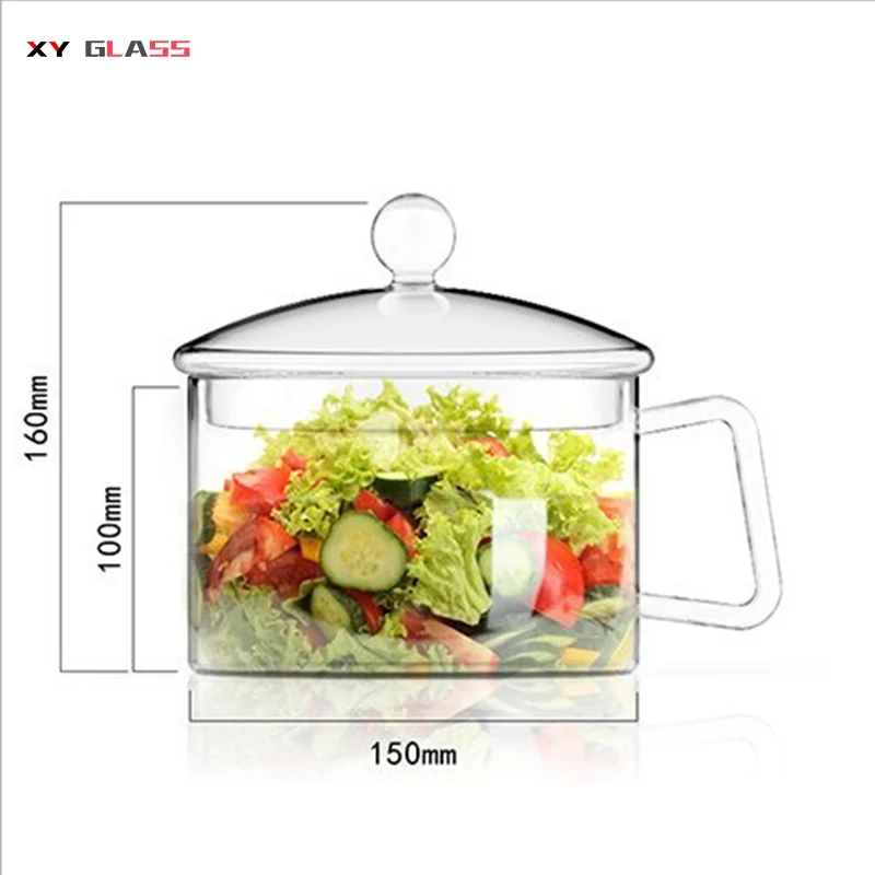 Classical Heat Resistant Borosilicate Glass With Cover Handle Lid Terrarium Bowl