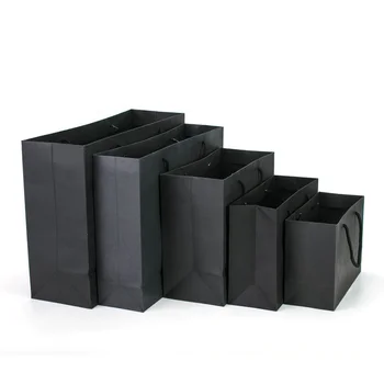 Manufacturer Custom Personalized Printed LOGO White Cardboard Shopping Gift Black Paper Bag