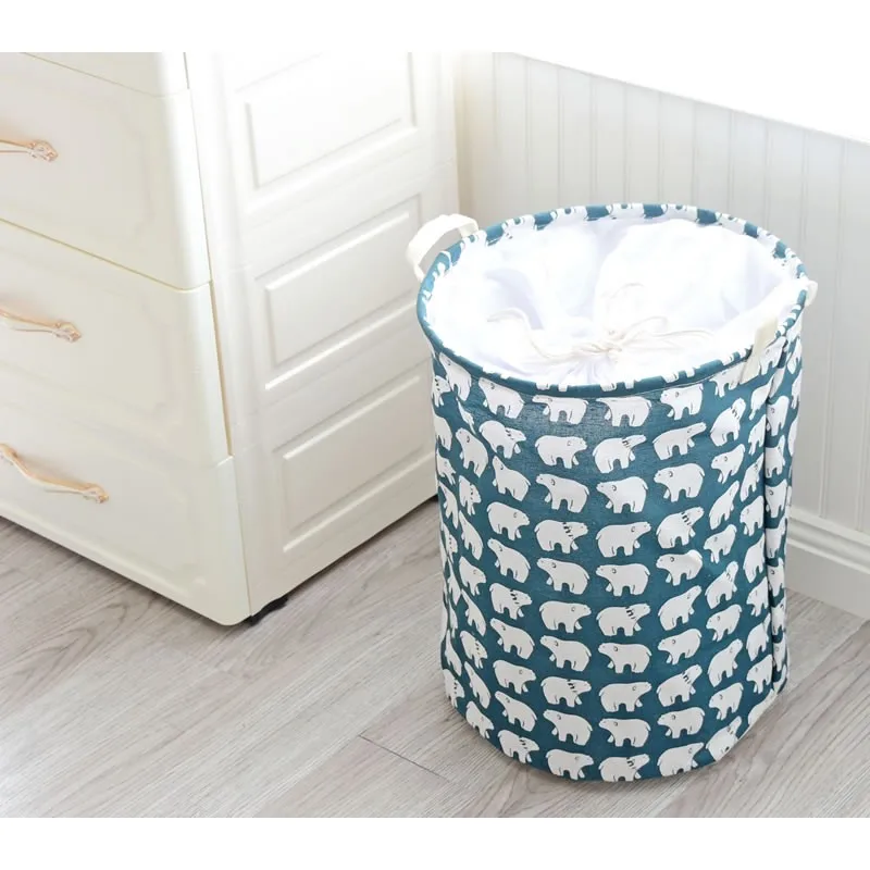 Laundry Hamper, Large Collapsible Canvas Clothes Basket with Round