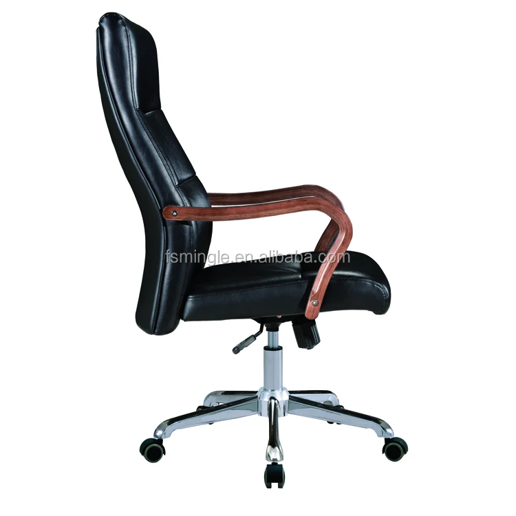 Деревянный подлокотник типа офисное кресло с черным кожа коровы для дизайнера