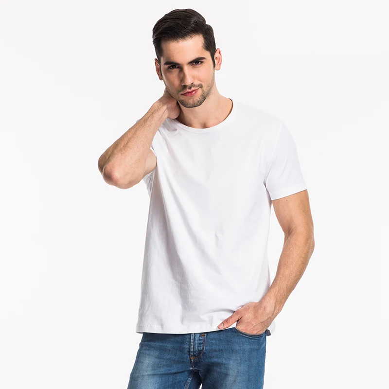 夏季时尚短袖圆领空白男士t恤