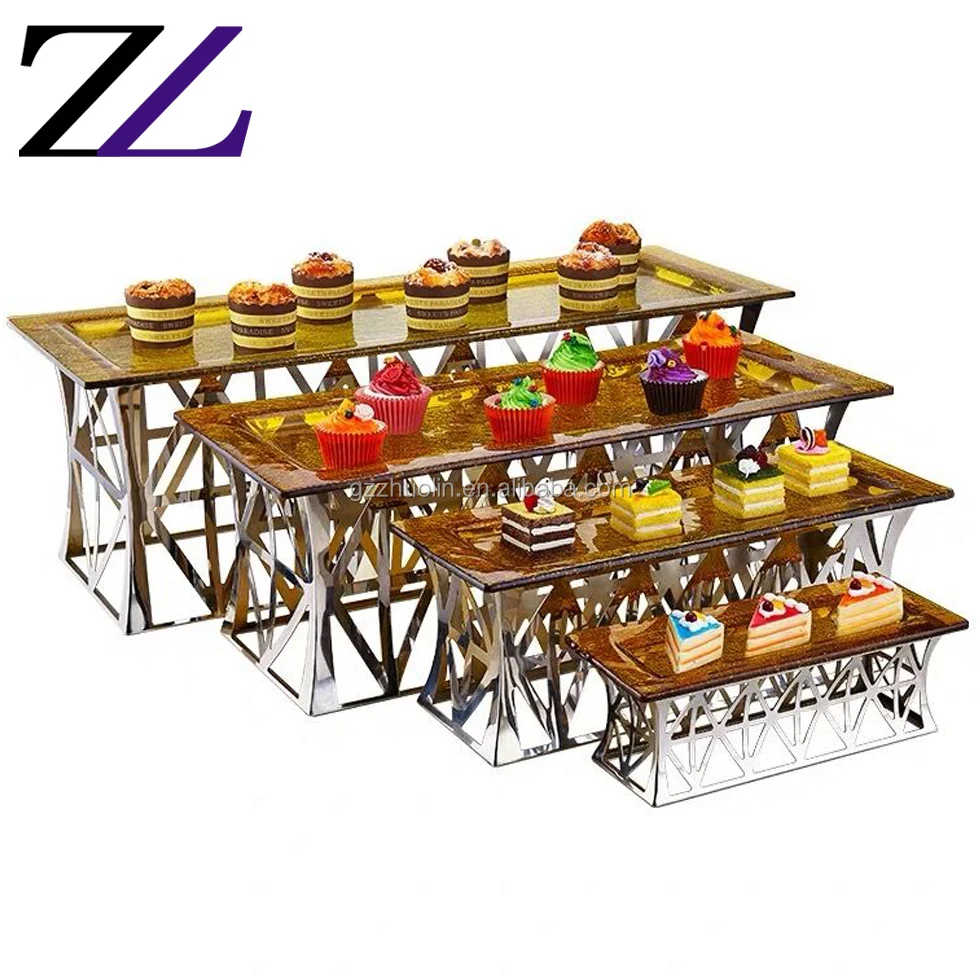 Zhuolin Pratos Para Buffet No Atacado Dessert Stand Serving Platter Banquet Party Decoration Equipment Catering Buffet Displays