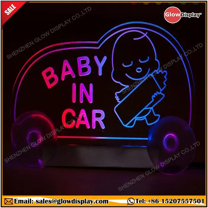 Light Up Baby In Car Window Bumper LED Sticker Flashing Safety Sign
