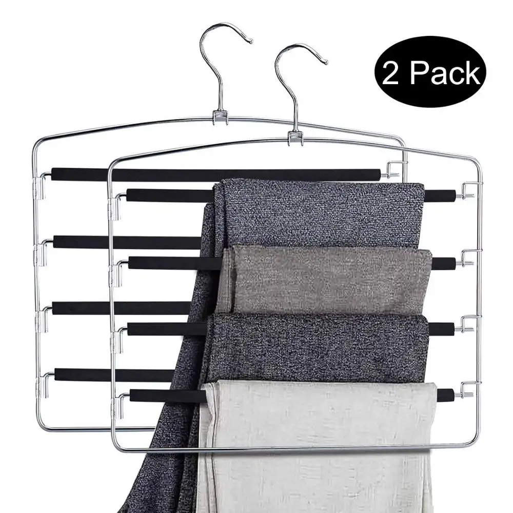 Space Saving Hangers Black 5 Pack Closet Organizer Hangers Space