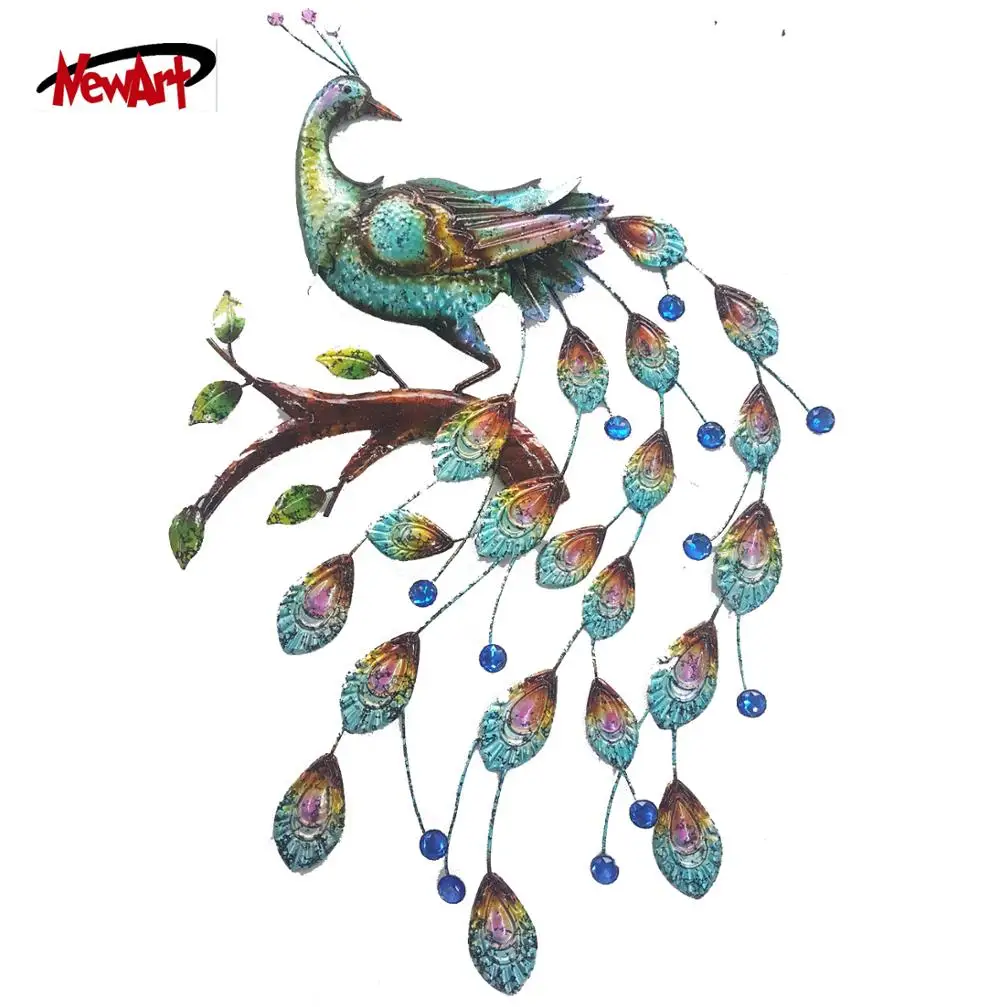 Home metal peacock   bright color wall 