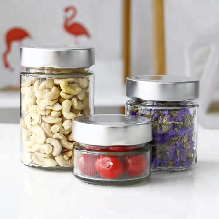 Ergo Glass Straight Sided Jars 106ml 212ml 314ml Round Sizes with Lids for Honey and Jelly