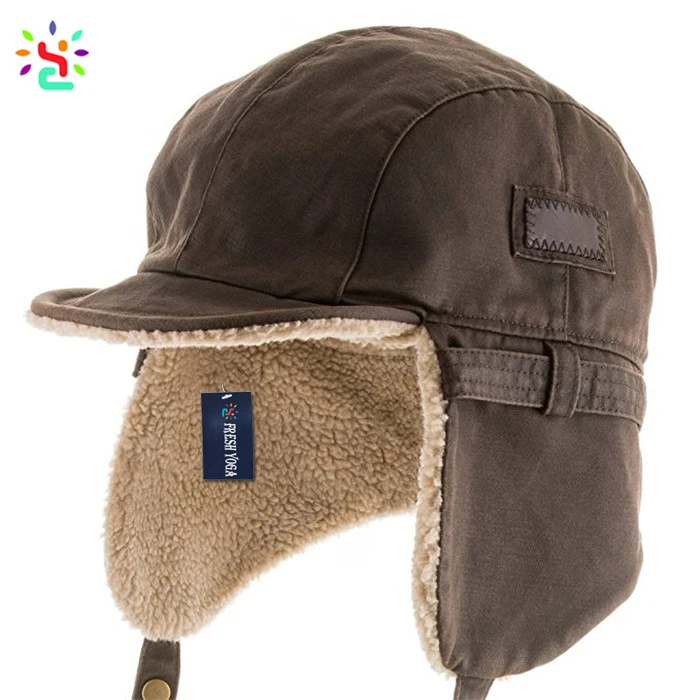 XHYPSWJP Sombrero de invierno ruso de piel sintética cosaco sombrero esquimal sombrero unisex de aviador sombrero de invierno con oreja gorra piloto de cuero sintético 