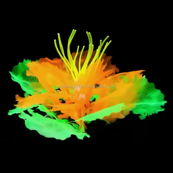Artificial Aquatic Plants - Fish Tank Decor Aquarium Decoration Ornament Glowing Effect silicone - Aquatic Flower No17