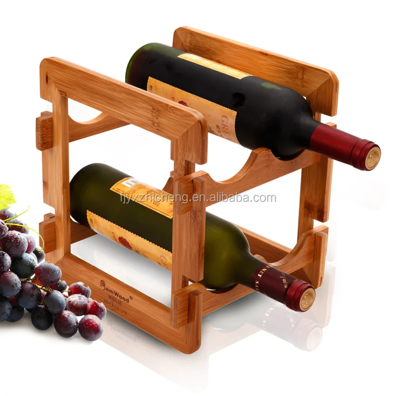 100% Natural Bamboo Wooden Wine Bottle Glass Rack Holder