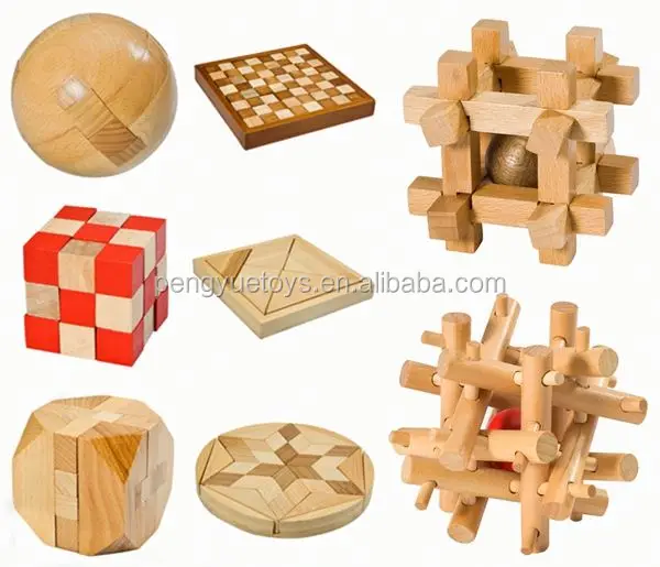 Erwachsene Puzzle Spielzeug Würfel aus Holz Gehirn Teaser Nehmen Sie rote KugAB 