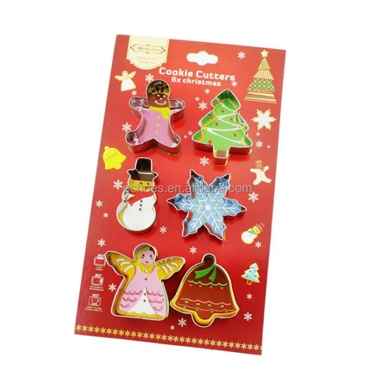 6 Piece Christmas Tree Snowman Cookie Cutters Set Stainless Steel Biscuit Cookies Molds For Kids