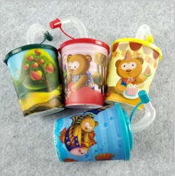 300 мл, 3D печать, линзовидная пластиковая чашка с соломинкой и крышкой для детей