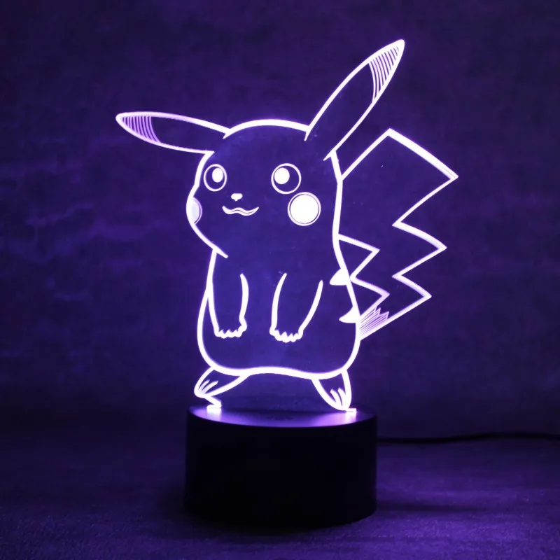 3d LED Table Lamp Table Light Reading Lamp Night Light 7 Color Pikachu Minion Mario 