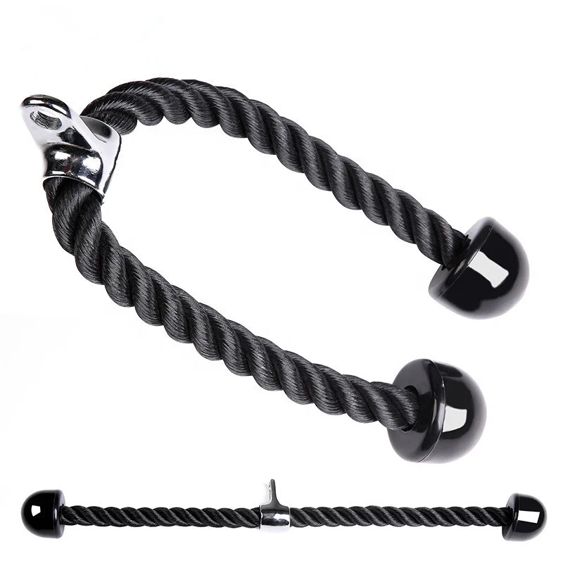 Fitness Heavy Capacity Black Gym Double Grip Nylon Tricep Rope