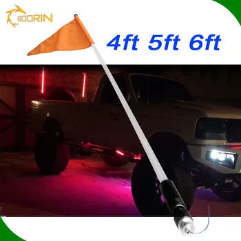 Colorful changing red green blue amber rgb with remote led warning light led antenna flag light 5ft 6ft led bar mat