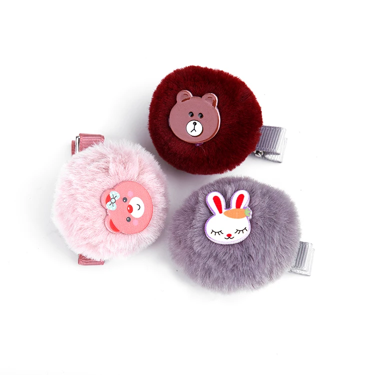 Уникальный дизайн заколки для волос аксессуары модные корейские пользовательские Меховые помпоны детские заколки для волос