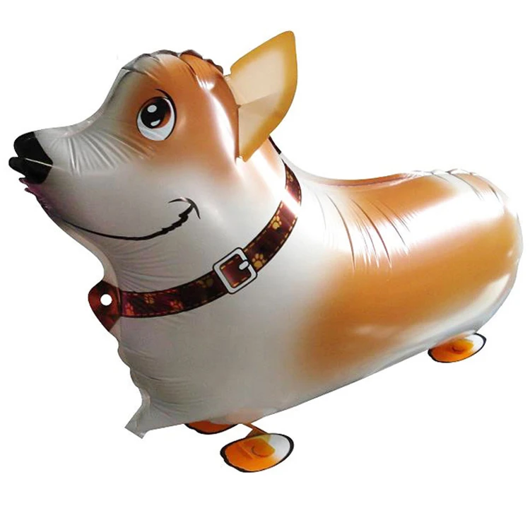 Corgi Dog Walking Pet Balloon Animal Airwalker Foil Helium Kids Fun Parties Toys 