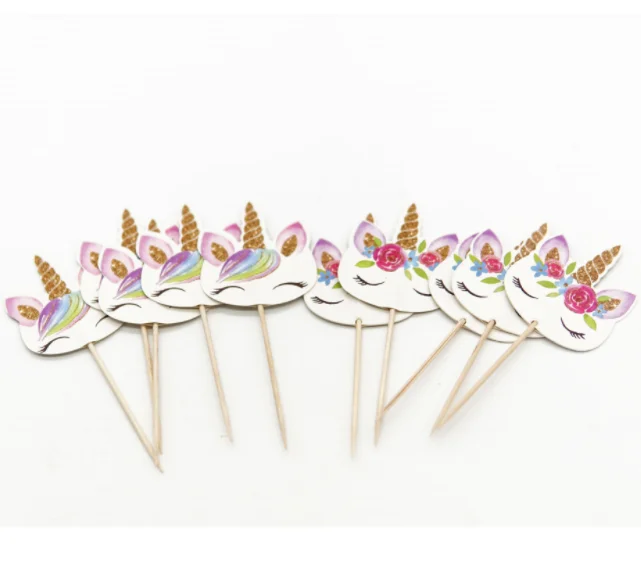unicorn ユニコーン ピック 24pcRainbowユニコーンカップケーキ