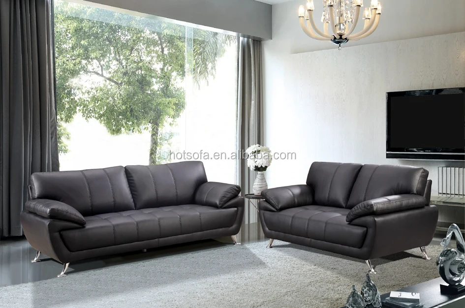 Drawing Room Simple Designs Bonded Leather 2 Seater Sofa Sat H339 Black