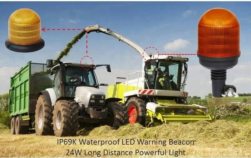 LED Rotation Beacon  Strobe Warning Light for Backhoe Compactor Loader Dozer Excavator Grader  Roller Tractor
