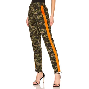 New Design Lady Striped Pants High Waist Elastic Pants Women Camouflage Trousers