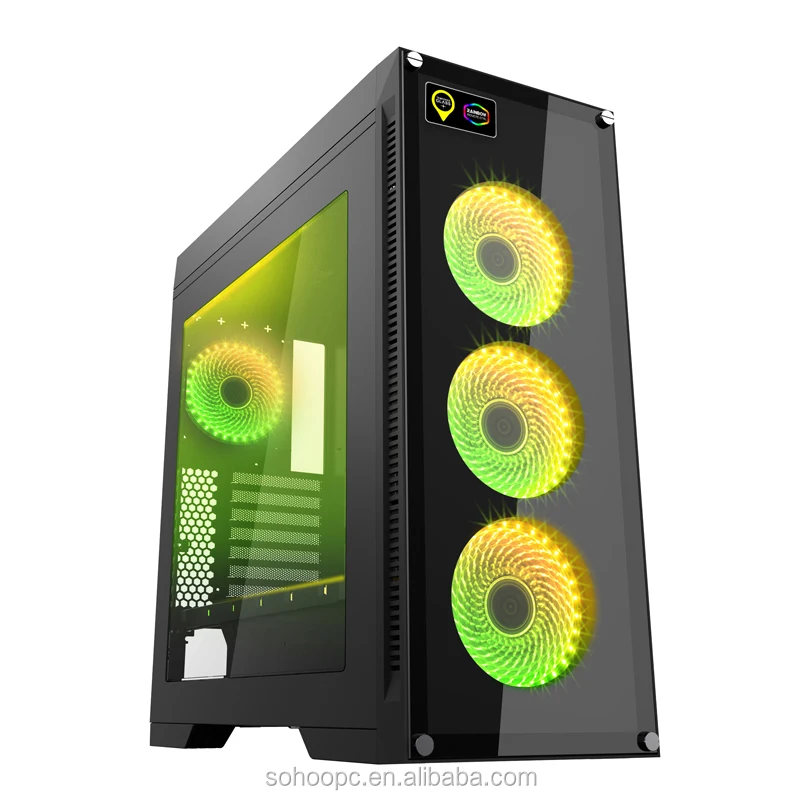 Full Tower ATX Computer Gaming case With Dual Tempered Glass Side Panel ARGB  Fans