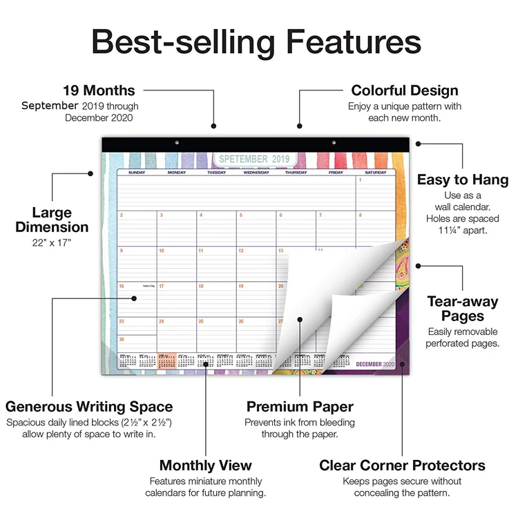 
Изготовленный На Заказ настенный календарь планировщик 2021 22x17 дюймов Большой настенный календарь 