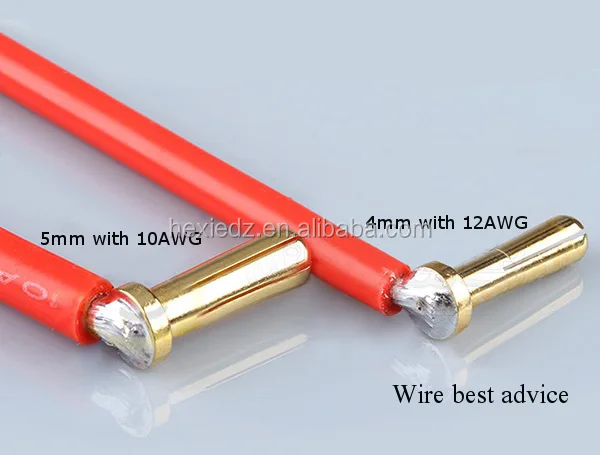 10 Connettori Proiettile Oro 4 Mm: Basso Profilo, Per Batterie Lipo RC, Spine Banana