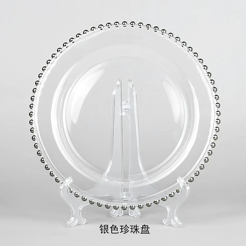 Cheap Wholesale Wedding Gold Ball Edge Glass Charger Plates