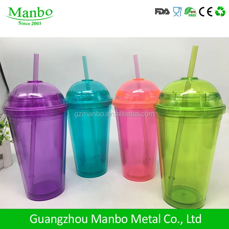 Экологичная пластиковая соломенная чашка без БФА, жесткая пластиковая чашка с крышкой и соломинкой