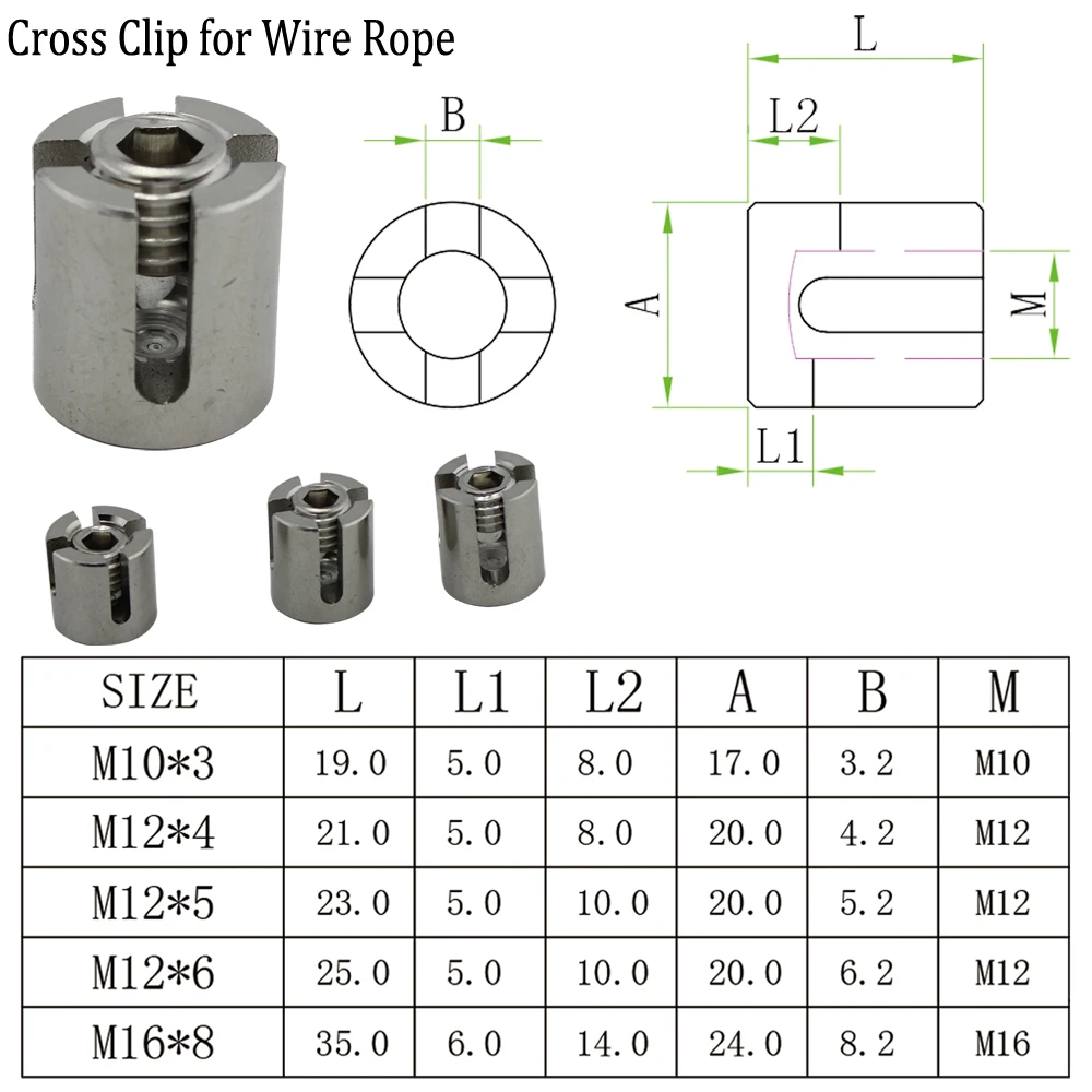 OPIOL QUALITY® Wire Rope Cross Clamp Closed 3 Mm Stainless Steel A4 V4A
