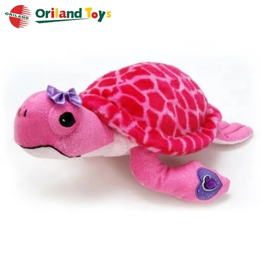 Personalized Light Pink & Gray Chevron Turtle Stuffed Animal