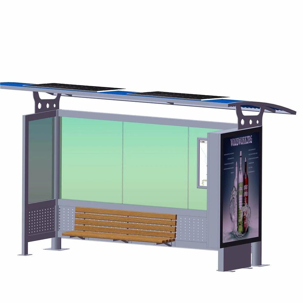 Modern Stainless Steel Solar Smart Bus Stop Shelter for Sale