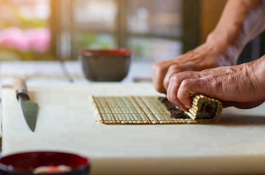 Японский Зеленый Белый бамбуковый коврик для суши 24