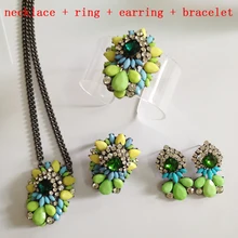 New arrive 2015 women fashion jewelry set shourouk bracelet matching earring necklace ring for women jewelry