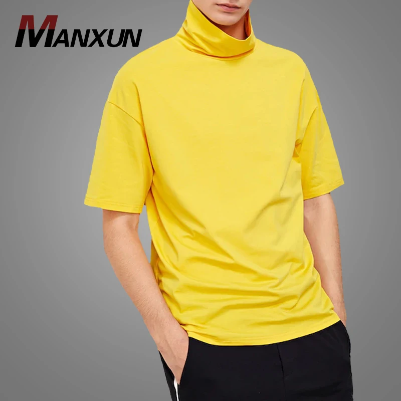 high neck t shirt yellow