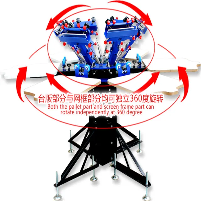 Manual  6 Color 6 Station Carousel Screen Printing Machine