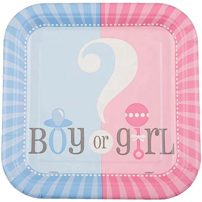 
Nicro Serve 16 Baby Shower Boy Or Girl Gender Reveal Paper Tableware Party Supplies Cup Plate Napkin Dinnerware Kit 