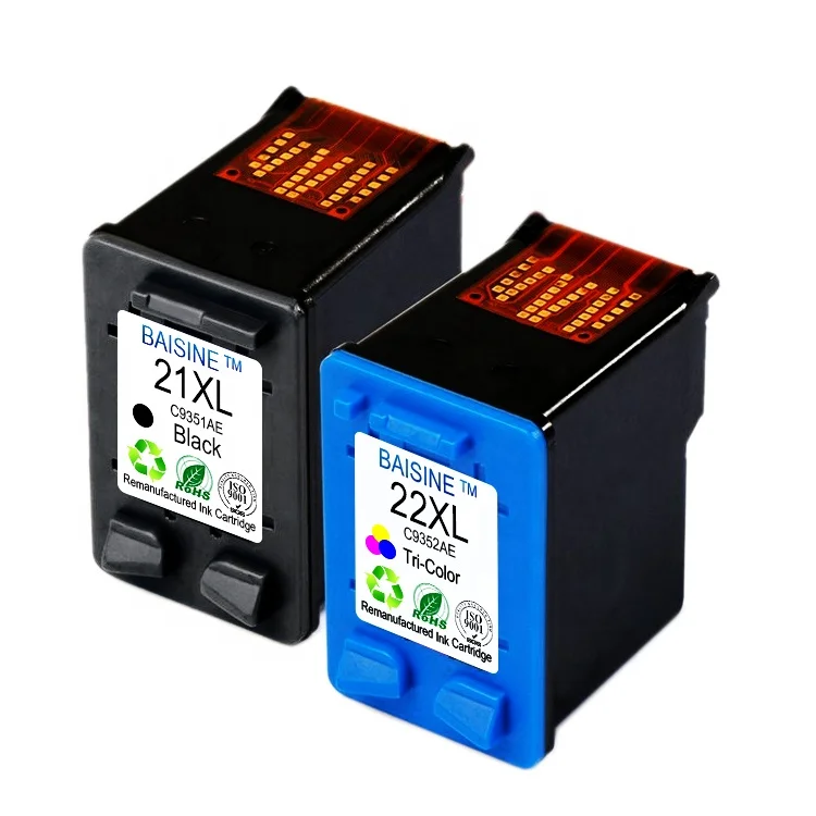 Source Baisine Wholesale 21 22 Reman Ink 22XL Compatible for HP Deskjet F2180 F380 F4180 4355 J3680 All-in-One Printer on