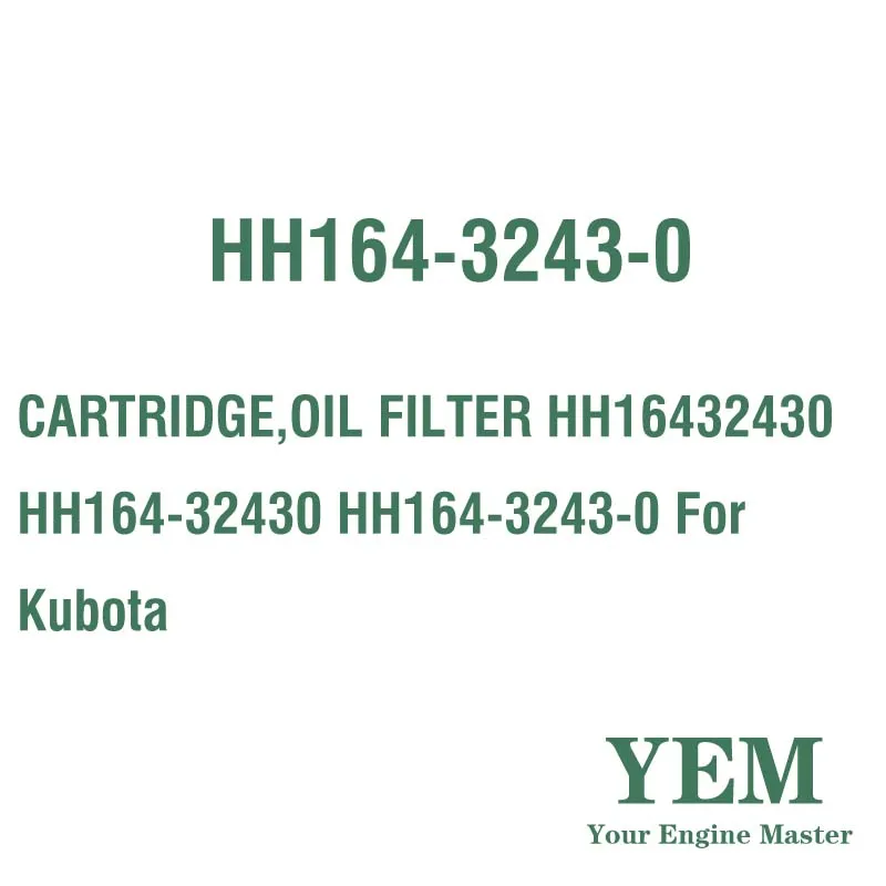 CARTRIDGE OIL FILTER HH16432430 HH164-32430 HH164-3243-0 for Kubota