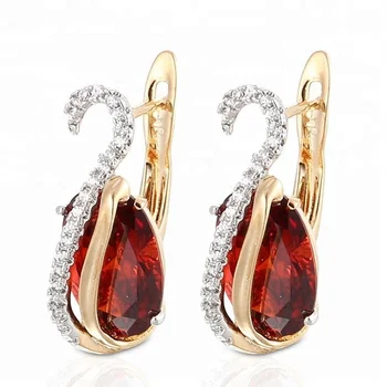 2022 Indian Artificial Crystal Jewellery Red Color Earrings Custom Luxury Fine Jewelry Earrings For Women