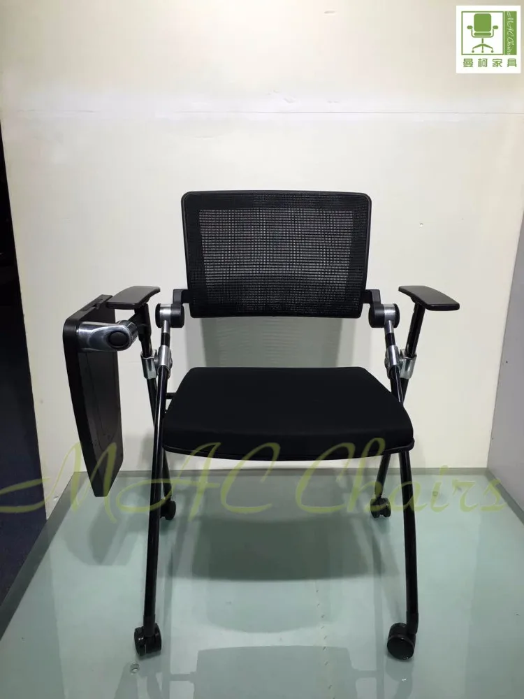 Folding Student Chair with Wheel/conference Chair with Writing Pad Student Chair Manufacture Chaise Colier Avec Pupitre