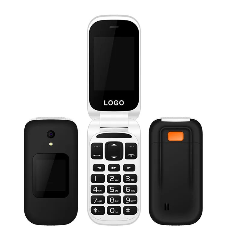China Basic Custom Model C300G 2G GSM Dual-Screen Senior Keypad Feature  Flip Mobile Phone with Camera