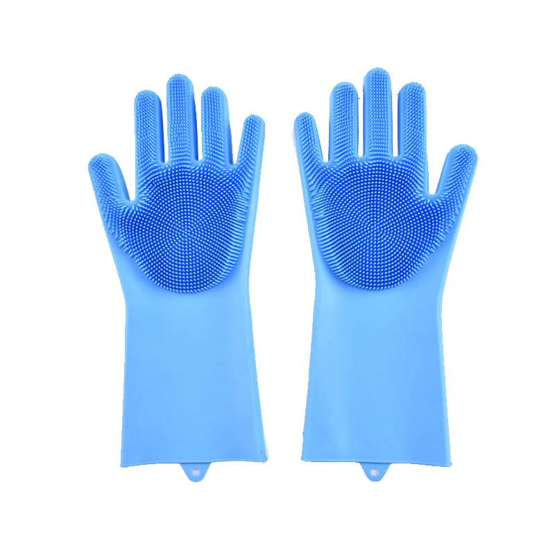 Силиконовые перчатки для мытья посуды многоразовая щетка с пятью