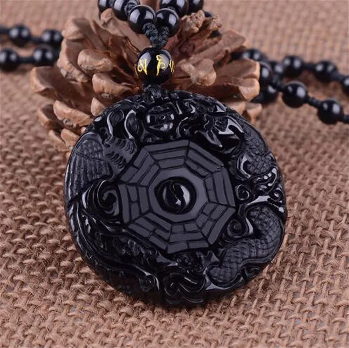 Obsidian yin yang pendant discount