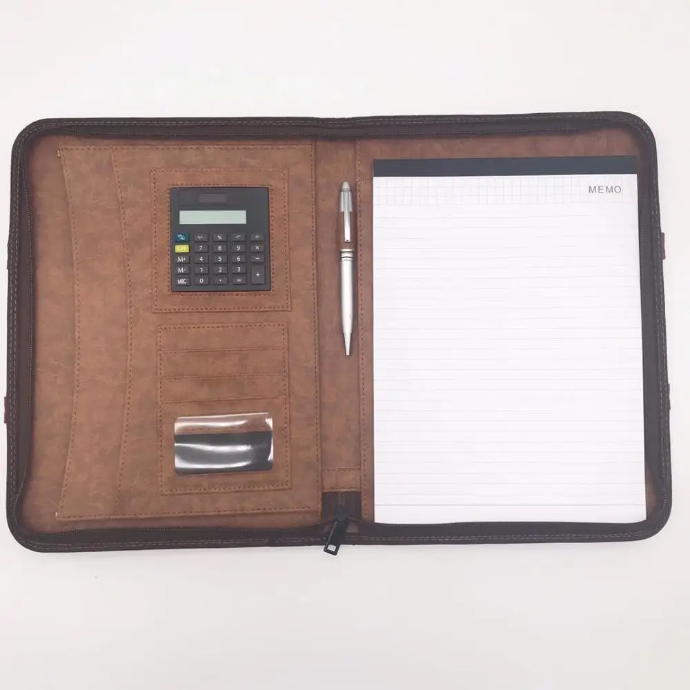 
 Новый стиль, кожаный портфель на молнии, портативная папка для файлов с блокнотом с надписью  