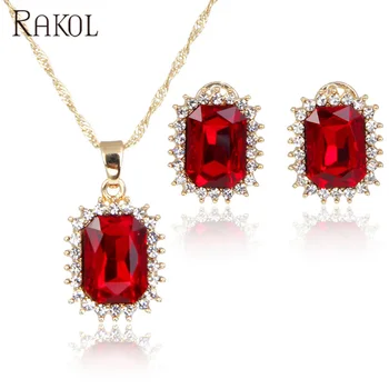 RAKOL AS046 costume jewelry 24K gold crystal indian jewelry set best birthday gift for girlfriend