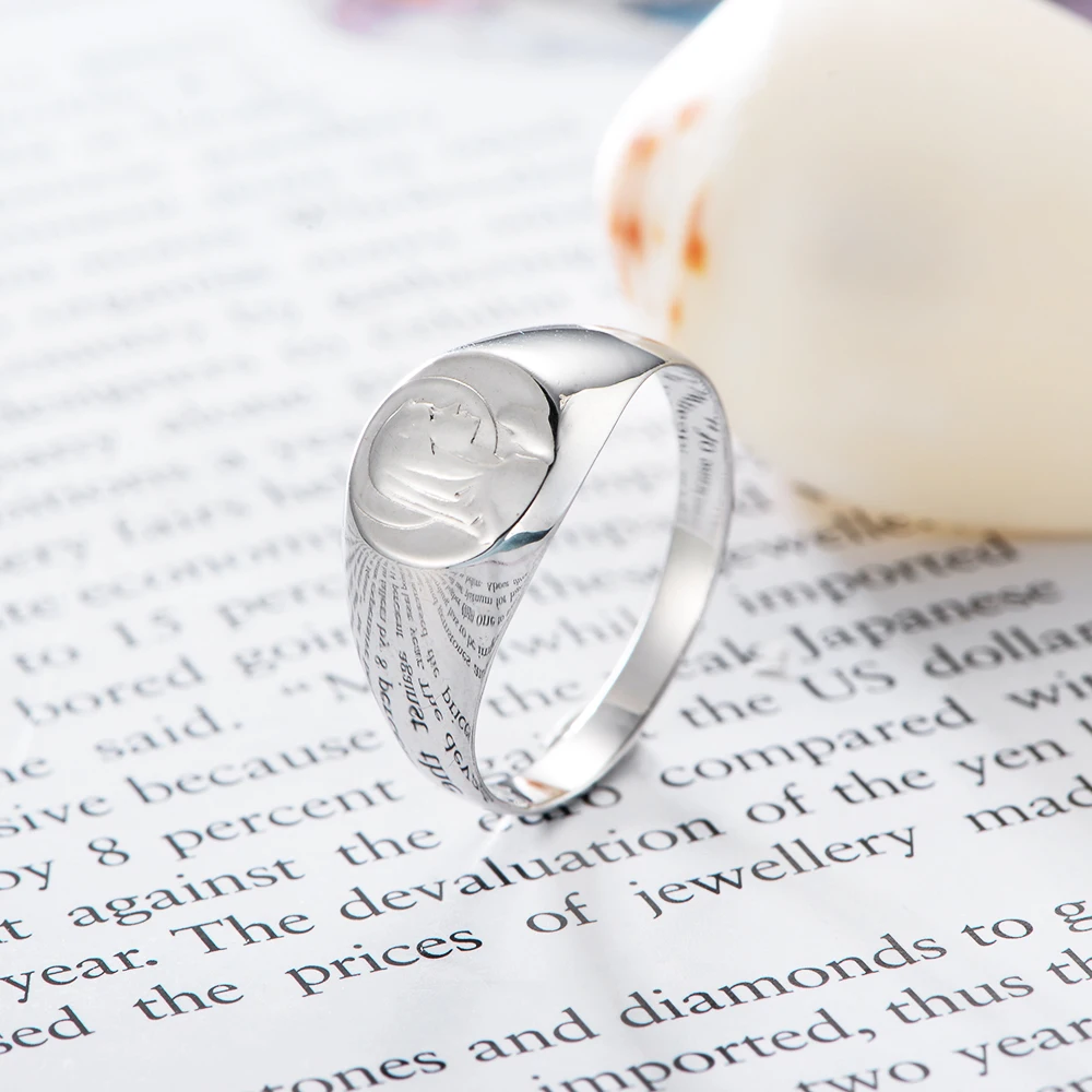 925 Sterling Silver Gold Plated Bague Argent Sacred Faith Men Back